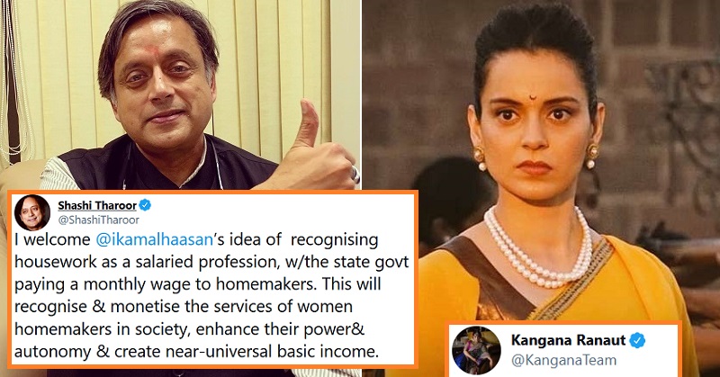 Kangana Ranaut Gives A Tough Reply To Shashi Tharoor On Idea To Pay Homemakers