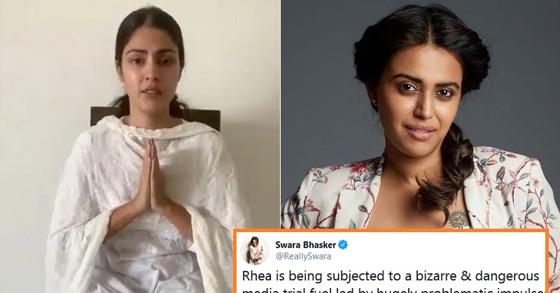 Swara Bhasker Comes Out In Support Of Rhea Chakraborty Gets Schooled On Twitter