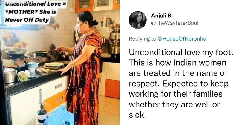 Guy Shares Photo Of Mother Cooking While On Oxygen Support, Calls It ‘Unconditional Love’