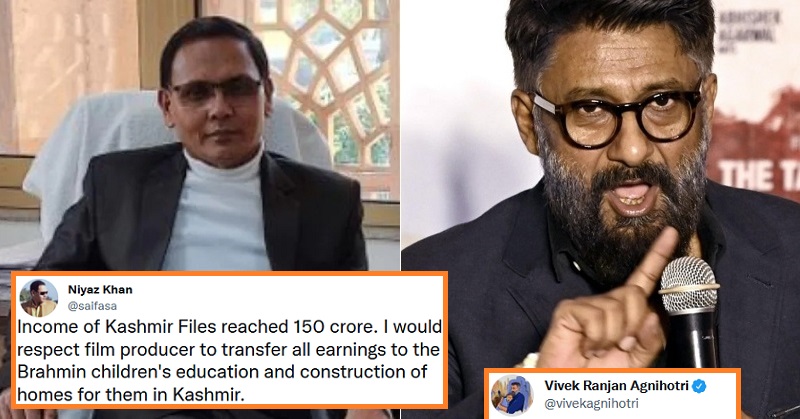 Vivek Agnihotri Gives Perfect Reply To IAS Officer’s Request To Donate Kashmir Files Earnings