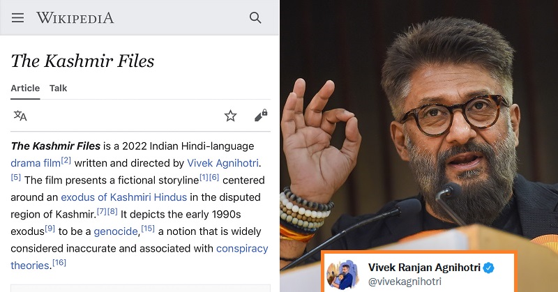 Vivek Agnihotri Fitting Reply To Wikipedia For Calling ‘The Kashmir Files’ Story Inaccurate