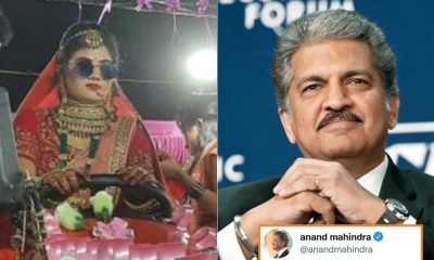 Anand Mahindra’s Gives Perfect Reaction To Bride Arriving In A Mahindra Tractor For Her Wedding