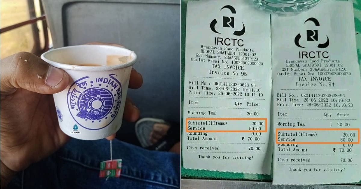 Indian Railways Explains Why It Added ₹ 50 As Service Charge In Bill For ₹ 20 Tea