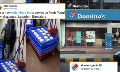 Domino reply after pics of mop above pizza