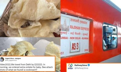 Rajdhani Passenger Finds Cockroach In The Food Served On Delhi Mumbai Rajdhani Express