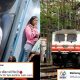 Woman smoking in train