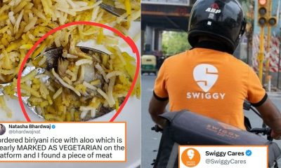 woman receive mean in veg biryani swiggy