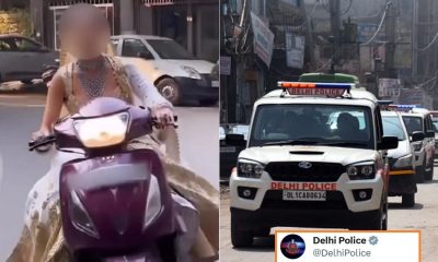 Delhi Police Bride Rides Scooty Without Helmet